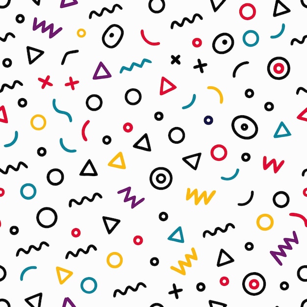 Geometric Patterns Triangles Circles Wavy Lines Seamless Design