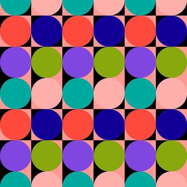 Geometric seamless background with circles retro style Trendy vector pattern
