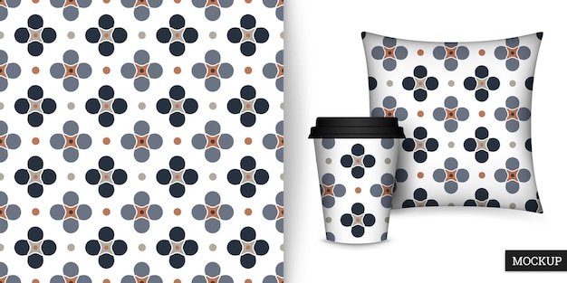 geometric seamless pattern abstract background with blue and orange circles