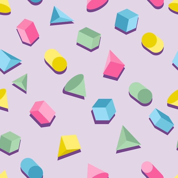 geometric seamless pattern consisting of geometric shapes color style on pink background for decoration brochure, poster, presentation, catalog, book, magazine, flyer etc. vector illustration