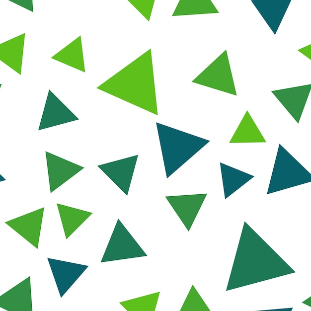 Geometric seamless pattern of big and small triangles in different shades of green for textile paper