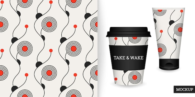 Geometric seamless pattern with circles and mockup