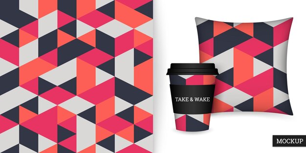 geometric seamless pattern with colorful triangles