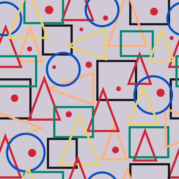 geometric seamless pattern with squares circles and triangles bright summer geometric print