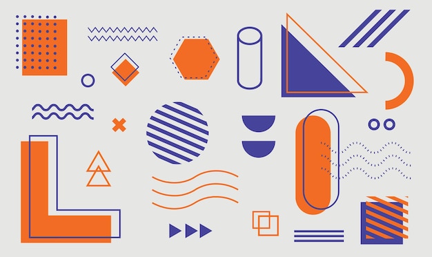 geometric shapes set of memphis design elements for poster leaflet magazine banner billboard