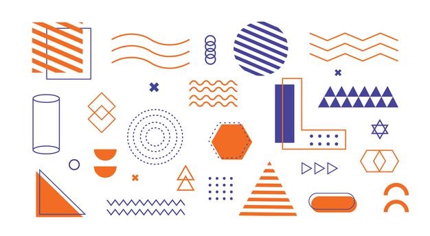 Geometric shapes Set of memphis Universal trend 80 90s style