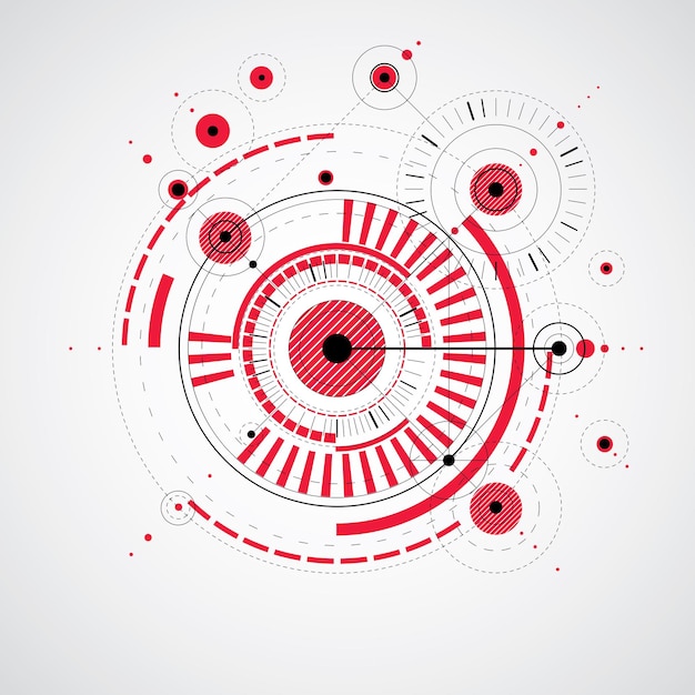 geometric technology vector drawing, technical wallpaper. abstract scheme of engine or engineering mechanism.