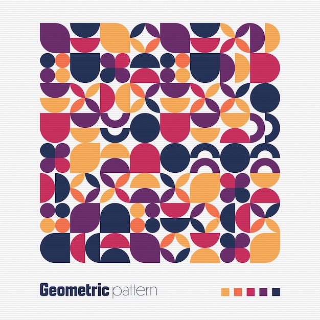 Geometric trendy pattern bauhaus style modern colorful background with simple elements retro texture