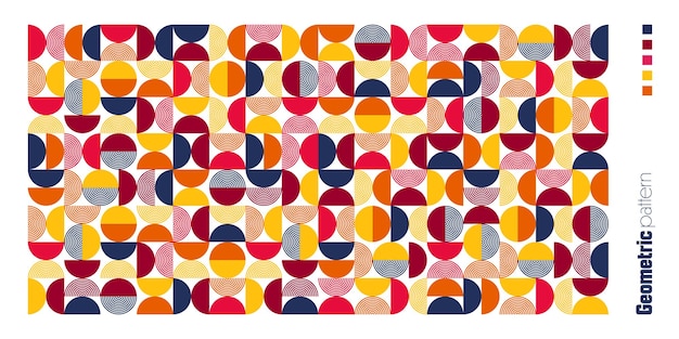 Geometric trendy pattern bauhaus style modern colorful background with simple elements retro texture