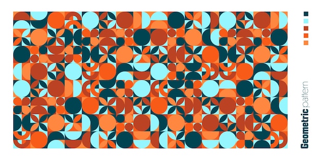 Geometric trendy pattern bauhaus style modern colorful background with simple elements retro texture