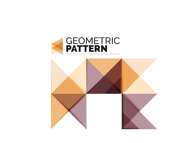 Geometric triangle mosaic pattern element isolated on white