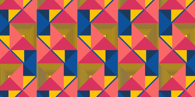 geometric triangle pattern vector shape with red yellow blue color