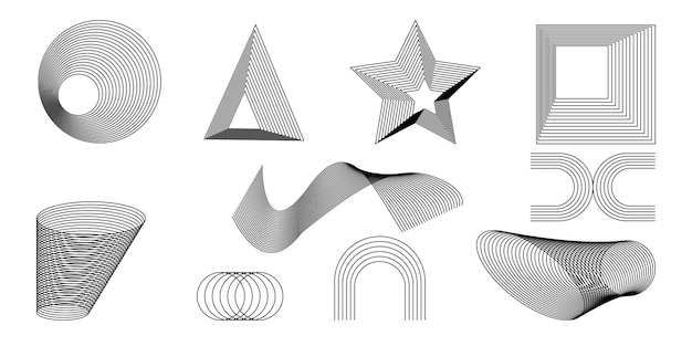 Geometric wireframe shapes in dark color Abstract patterns 2000 years