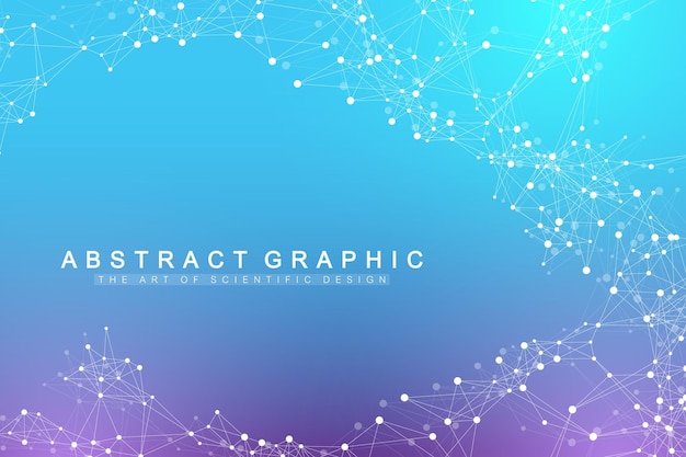 Geometrisk abstrakt bakgrund med ansluten linje och prickar. Nätverk och anslutningsbakgrund för din presentation. Grafisk polygonal bakgrund. Vetenskaplig vektorillustration
