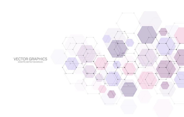 Geometrisk abstrakt bakgrund med hexagoner Strukturmolekyl och kommunikation Vetenskap teknik och medicinskt koncept Vektorillustration