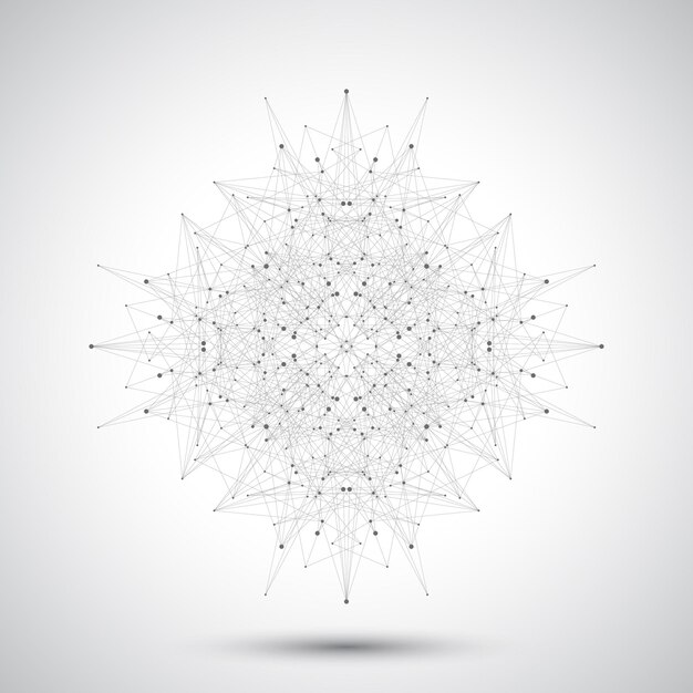 Geometrisk abstrakt form med sammankopplade linjer och prickar