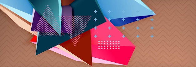 Geometrisk baggrund med 3D-rendering af trekantede former. Origami-mønster med trekantformer til dekorativt design. Plakatdesign, linjedesign, moderne præsentationsskabelon