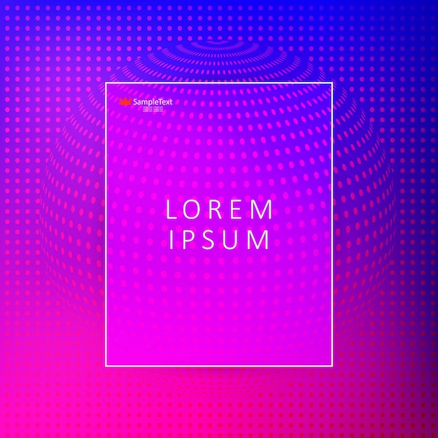 Geometrisk design af blå og pink nuancer med silhuetten af et sæt prikker med en ramme