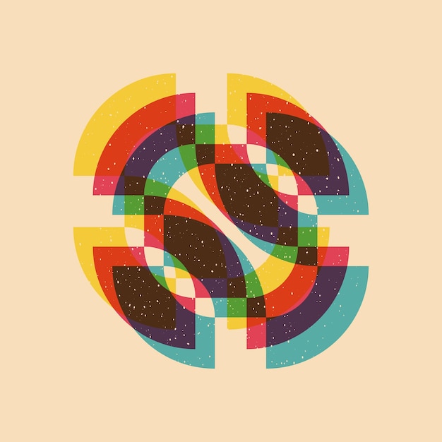 Geometrisk objekt med riso print effekt Vektorgrafisk element