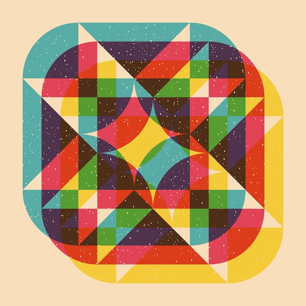 Geometrisk objekt med riso print effekt Vektorgrafisk element