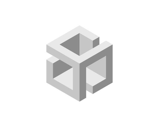 Geometrisk vektordesign med kubuslogo. Trendy tech-firmalogo i pixelstil