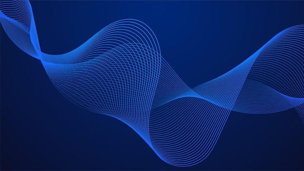 Geometriska böjda linjer i blå gradienttoner som formar dynamiska futuristiska abstrakta flödesmönster