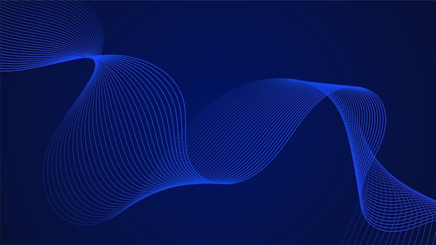 Geometriska böjda linjer i blå gradienttoner som formar dynamiska futuristiska abstrakta flödesmönster