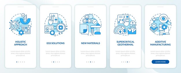 Geothermal energy trends blue onboarding mobile app screen