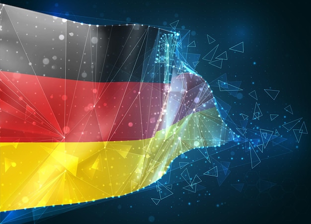 Germany, 3d flag on blue background with hud interfaces