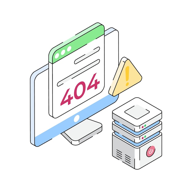 Get this isometric outline icon of a 404 error screen