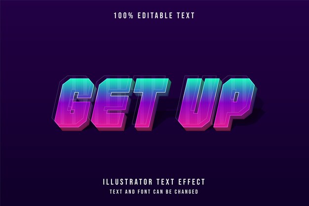 Get up, 3d editable text effect modern blue gradation purple pink text style