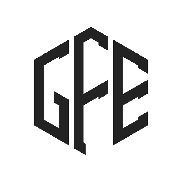 GFE Logo Design Initial Letter GFE Monogram Logo using Hexagon shape