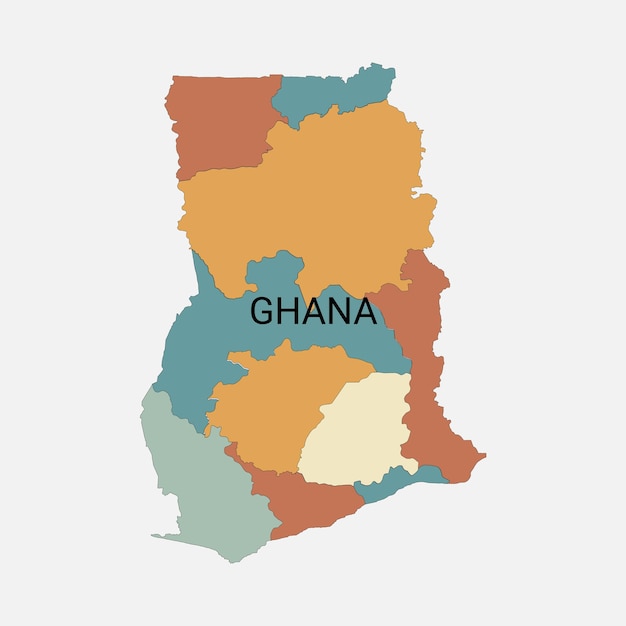 Ghana vector map with administrative divisions