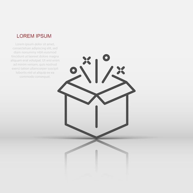 Gift box icon in flat style Magic case vector illustration on white isolated background Present business concept
