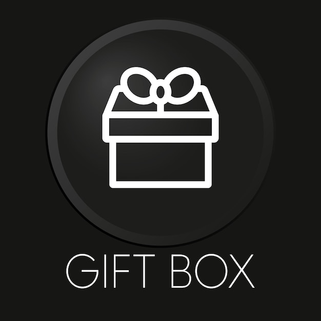 gift box minimal vector line icon on 3d button isolated on black background premium vectorxa