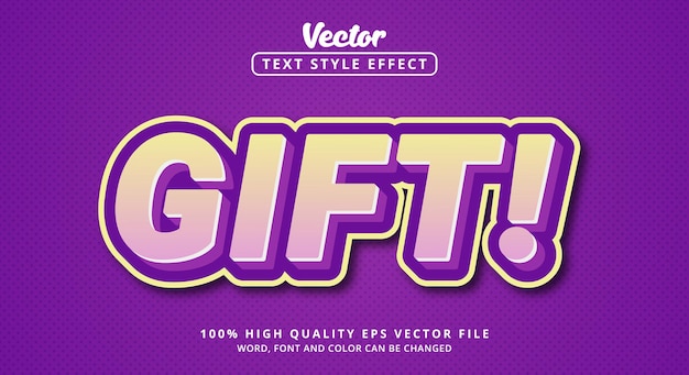 gift text with soft purple color style, editable text effect