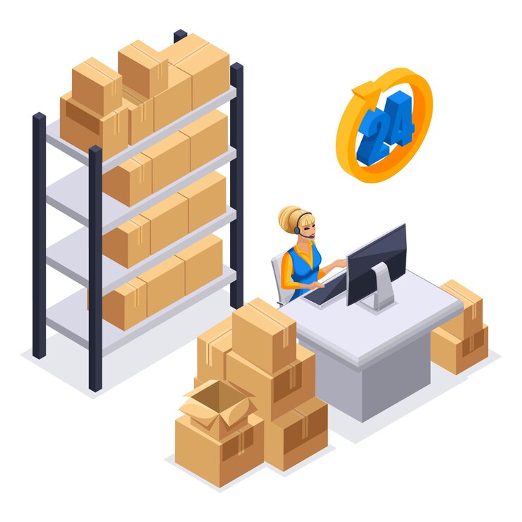 Vektör  girl accepts an order by phone, online delivery, courier delivery service, round-the-clock work