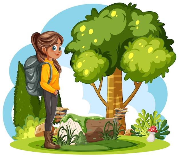 girl exploring a lush forest