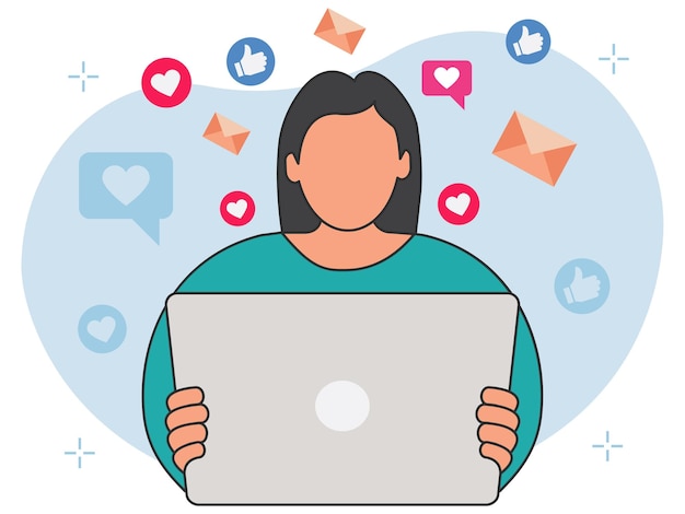 Girl working on social media