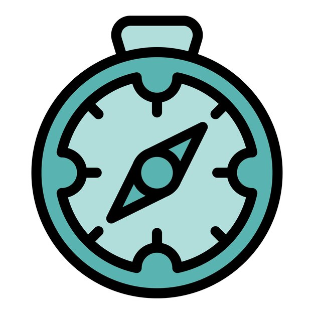 Glamping compass icon outline vector Travel nature Forest trip color flat