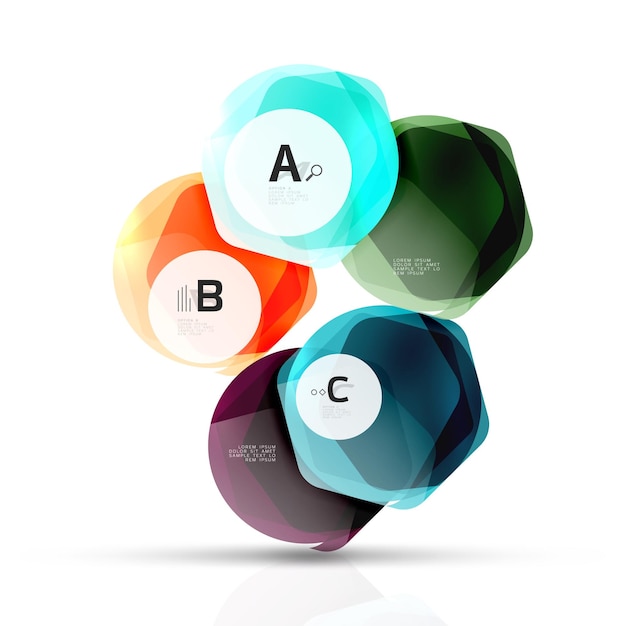 glass color hexagons glossy plastic hexagon design with text and option infographics