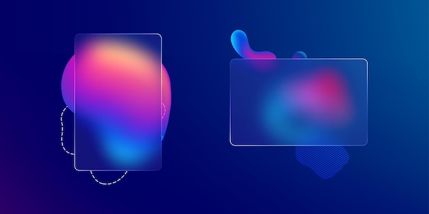 Glass morphism credit card template Plastic rectangle of transparent plastic with blur effect Liquid shapes morphism abstract art