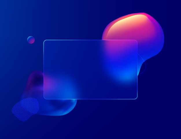 Glass morphism credit card template Plastic rectangle of transparent plastic with blur effect Liquid shapes morphism abstract art