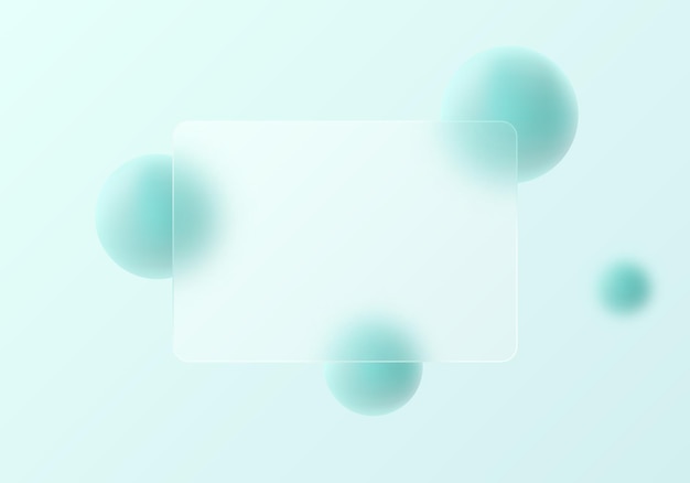 glass morphism website landing page template frosted glass partition with floating 3d spheres