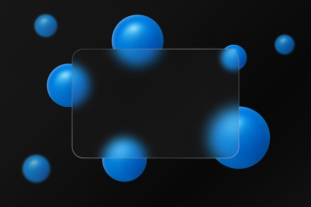 glass morphism website landing page template frosted glass partition with floating blue spheres