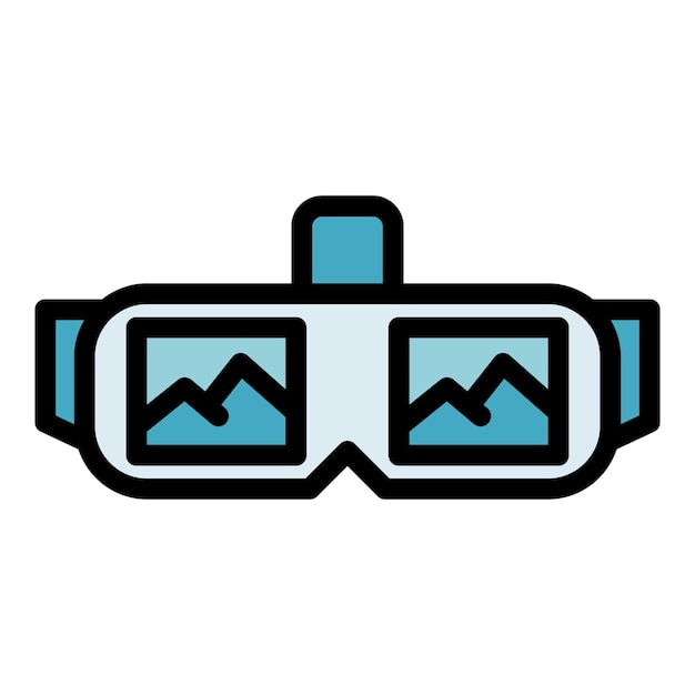 Glasses virtual tour icon outline vector 360 angle Video degree color flat