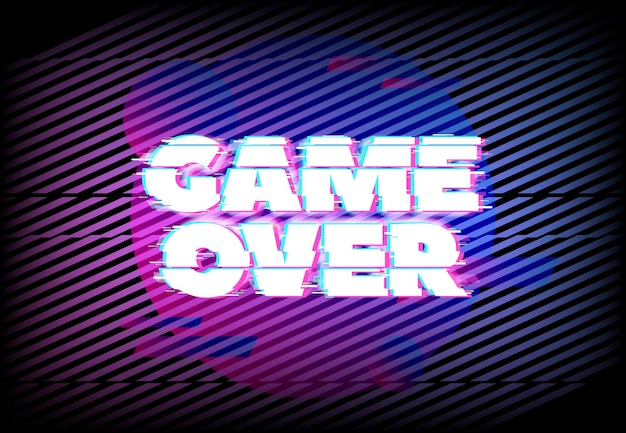 Glitch effect for game over page vector background