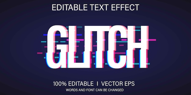 glitch vector text effect with modern style design