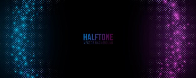 glittering purple and blue halftone background abstract glowing banner for your design vector illustration