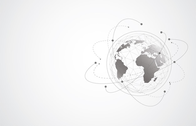 Global ağ bağlantısı Dünya haritası nokta ve çizgi kompozisyonu global iş kavramı Vektör İllüstrasyon